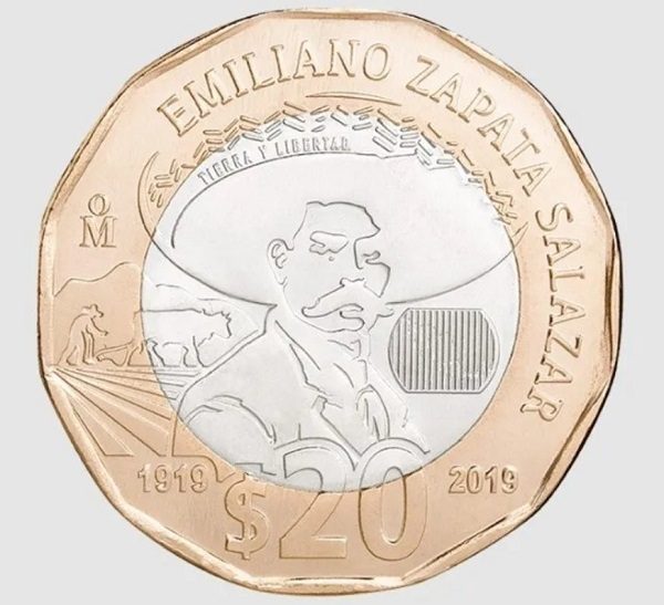 Moneda de 20 pesos Emiliano Zapata